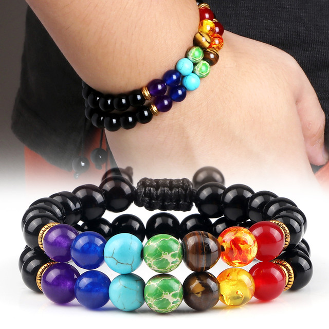 7 Chakra Beads Bracelets Set Reiki Healing Natural Tiger Eye Stone Beaded  Bracelet Black Lava Onyx Balance Bangles Yoga Jewelry - AliExpress